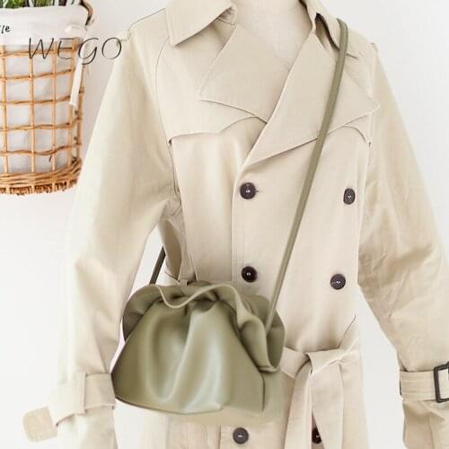 Summer Girl Cute Shoulder Bag Fashion Fold Design Cloud Simple Cute Dumpling Bag Soft Leather Solid Color Messenger Small Bag