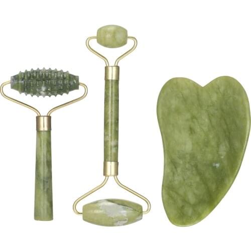 Massager for face Jade Roller Set Jade Face Rollers & Gua Sha Scraper Skin Care Anti-aging Face Eye Neck Beauty Roller Facial