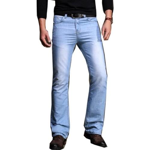 Retro flared jeans mens long plus size casual flared jeans business summer