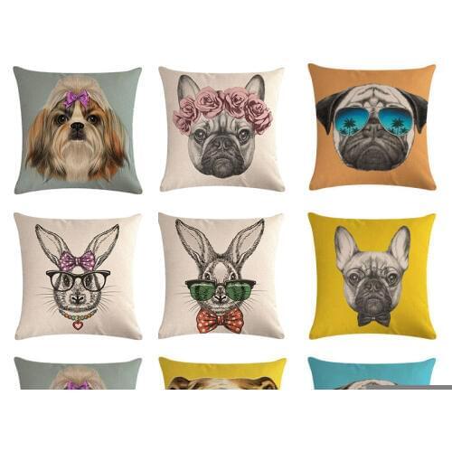 45x45cm Bull Terrier Beagle Cushion Covers Boston Terrier Boxer Dog Pillow Cases Bulldog Chihuahua Doberman Rabbit Home Decor