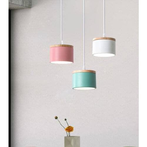 Nordic Iron Wood Pendant Lights Modern Led Wooden Hanging Lamp Kitchen Bedroom Dining Room Indoor Lighting Fixtures Home Decor