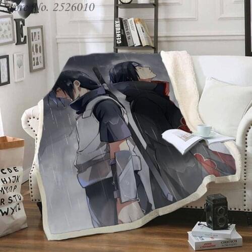 NEW Throw Blanket Anime Naruto 3D Velvet Plush Blanket Bedspread for Kids Girls Sherpa Blanket Couch Quilt Cover Travel 08