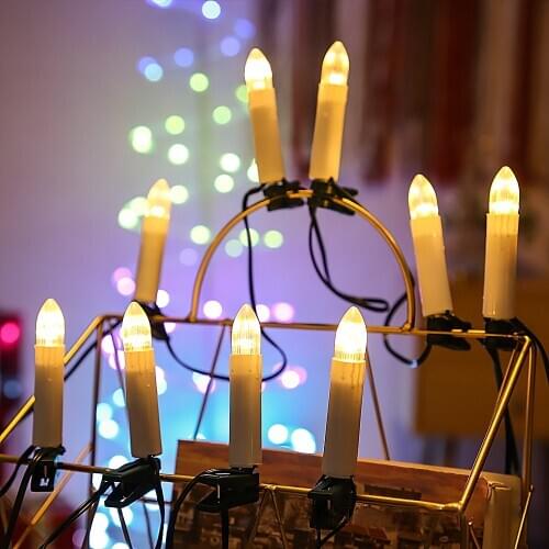 New Years LED Candles Flameless Taper Warm White Candles 20Led Tea Light For Home Dinner Party Christmas Tree Decorations Lamp