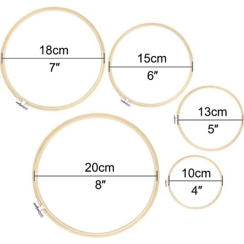 Embroidery Hoop 5 Size Options Natural Bamboo Embroidery Frame for Embroidery Cross Stitch Durable Without Burr Smooth Screw