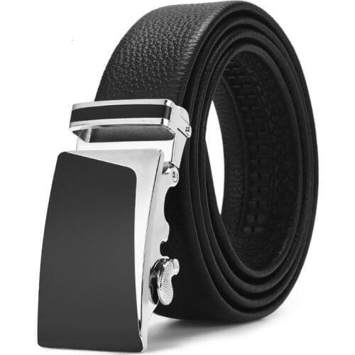 Fashion Brand mens Leather Belt genuine Business Trouser Strap Pant Ceinture Homme Cowskin Automatic Buckle Cowhide Men Belts