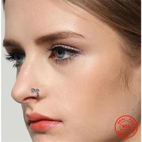 MKENDN 925 Sterling Silver Clip Earring Nose Ring For Women Without Piercing Puck Rock Vintage Ear Cuff Girls Jewerly Gifts