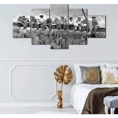 Modern Canvas Painting Lunch Atop A Skyscraper Posters and Prints Wall Art Picture for Living Room Home Decor with Frame