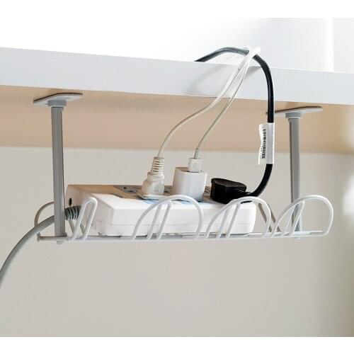 Home Living Room Under Table Storage Rack Desk Cable Management Tray Wire Cord Power Strip Adapter Organizer Shelf