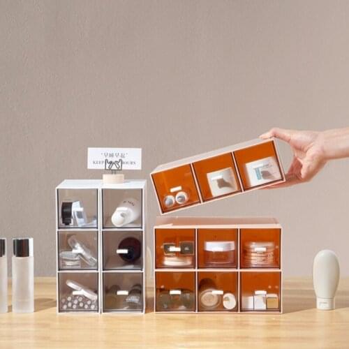 3 Layers Plastic Makeup Organizer Mini Desktop Storage Box Cosmetic Drawer Jewelry Case Holder Container