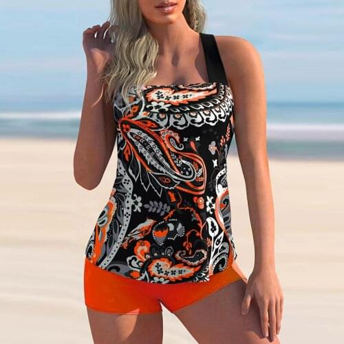 Women Boxer High Waist Bikini Set Batshing Suit Fashion Backless Print Bikini Swimwear Female Elastic Biquini Swimsuit Beachwear