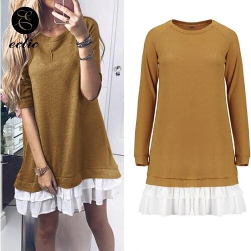 Cascading Ruffle Dress Patchwork Sukienka Oversized Hoodie Sweatshirt Dress Robe Femme Ete 2021 Plain Dress Women Long Sleeve