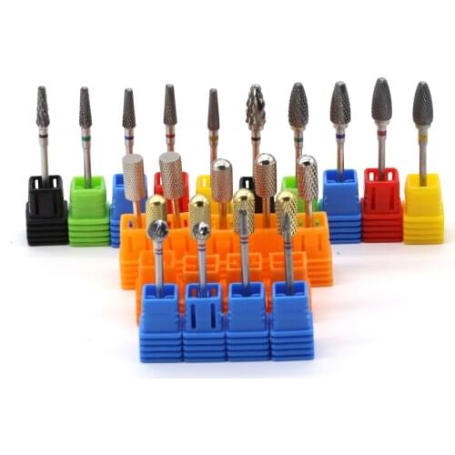 10PCS/Bag Milling Cutter Golden Tungsten Carbide Nail Drill Bits For Electric Nail Drill Manicure Machine Pedicure Nail Files