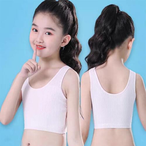 EuerDoDo 2021 Girls Bra Cotton Teens Training Bra Solid Tops Crop Teens For Girls Underwear Kids Sports Crop Tops