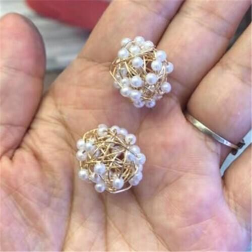 5 pcs handmade gold wire wraped freshwater pearl beads connector pendant charm for women wedding jewelry DIY earring choker 2020