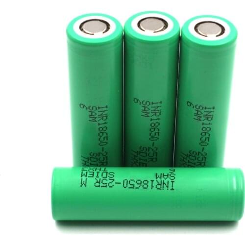 C&P 2500mAh 25R 5 PCS Lithum 18650 3.6V Rechargeable Power Tool Battery Discharge Current 20A 8C 3.7V Li-Ion China New