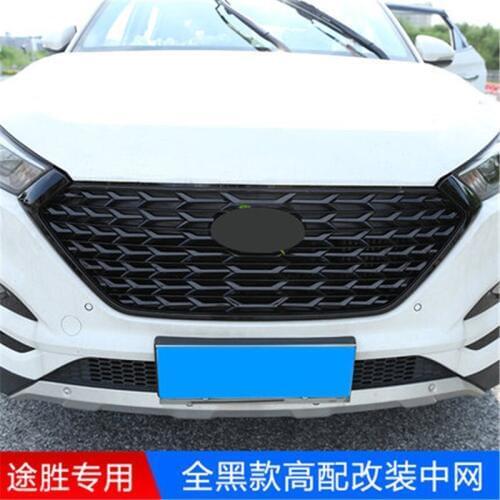 Car Racing Grill FIT For Hyundai Tucson TL 2015-2018 Grille Emblems ABS Radiator Chrome Mesh Decoration Front Bumper Replacement