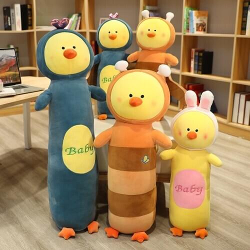 60-120cm Big Cartoon Chook Plush Toys Stuffed Chicken Turn to Dinosaur Bee Rabbit Soft Long Sleep Pillow Dolls for Girl Kids