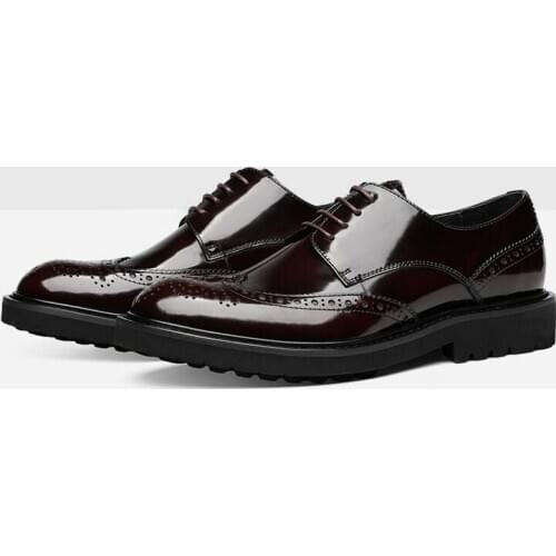 High top round toe brogue mens shoes dress men shoes handmade patent leather formal lace up mens business shoes