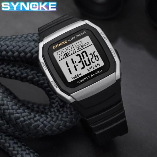 SYNOKE Mens Watches Relogio Masculino Multi Functional Sports Electronic Watch Men Waterproof Women Square Brand Luxury Band