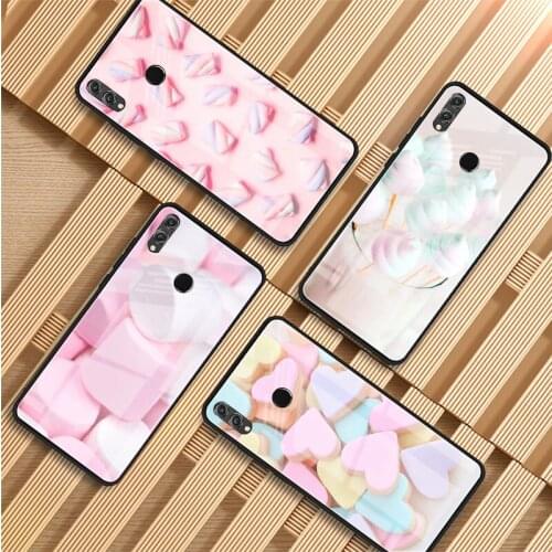 Color art marshmallow Tempered Glass Phone Case For Huawei P20 P30 P40 P40 Lite Pro Psmart Mate 20 30 Cover Shell