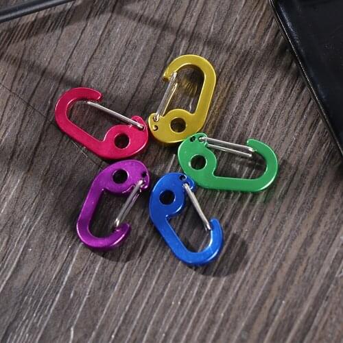 5Pcs/set D-Type Aluminum Alloy Carabiner Buckle Water Bottle Hanging Backpack Buckle Snap Hook Keychain With Keyring Outdoor
