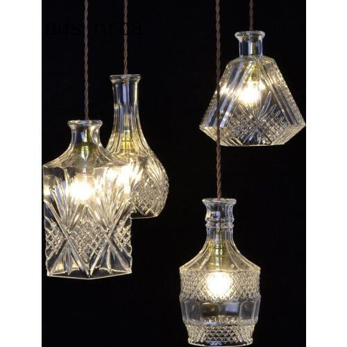 European modern minimalist glass chandelier personality Restaurant Bar creative fashion bottle chandelier free shipping