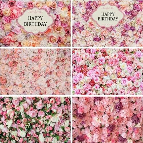 Baby Birthday Backdrop Wedding Photocall Pink Flower Floral Photographic Photography Background For Photo Studio Photophone Prop