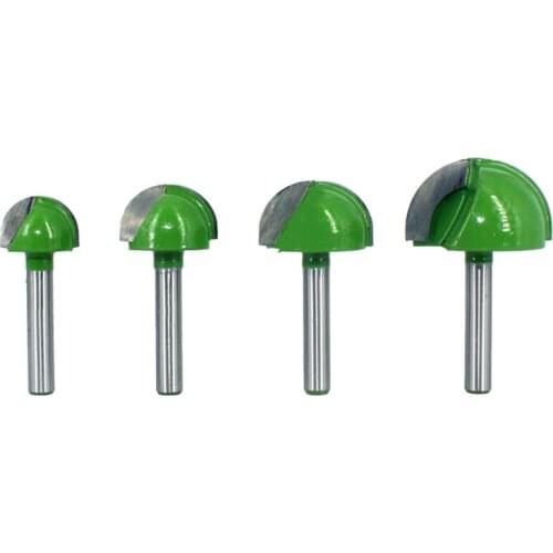 GTBL 4Pcs 6Mm Shank Ball Nose Router Bits Set End Mill Round Cove Box Solid Carbide CNC Radius Core Milling Bit