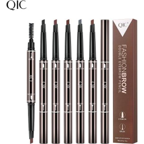 QIC 2 In 1 Eyebrow Pencil + Eye Brow Brush Makeup Long-lasting Eyebrows Enhancer Cosmetics Waterproof Brows Make up Pigment Pen