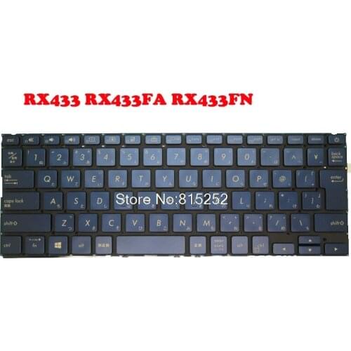 Laptop Keyboard For ASUS RX433 RX433FA RX433FN Blue without frame With Backlit Japanese JP