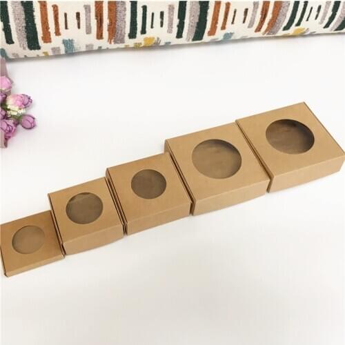Kraft paper gift cardboard packaging paper windows box Craft carton package for packing handmade soap/candy chocolate
