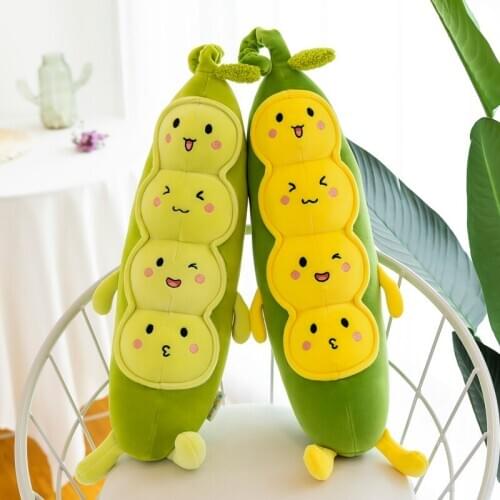 Cute Pea Plush Toy Stuffed Plush Plant Doll Cartoon Long Pillow Waist Cushion Children Birthday Gift Baby Toy 50/75/90/130CM