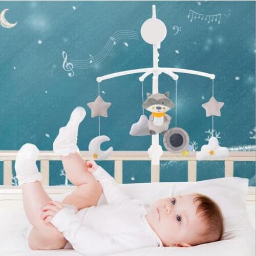 Cartoon Baby Crib Mobiles Rattles Music Educational Toys Bed Bell Carousel for Cots Infant Baby Toys 0-12 Months for Newborns