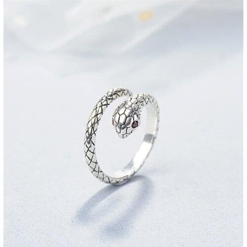 925 Sterling Silver Vintage Retro Punk Snake Ring For Women High Quality Handmade Romantic Couple Jewelry jz061