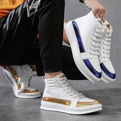 High-top Mens Shoes White Color Matching Board Shoes Youth Skateboarding Shoes Men Hip Hop Luxury Sneakers Shoes Men