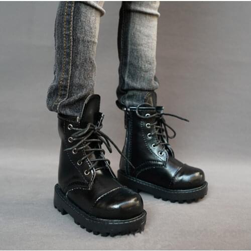 BJD doll shoes are suitable for 1/3 1/4 MSD DD doll size fashionable personality black lacing military boots doll accessories