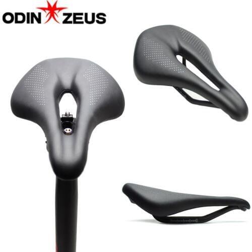 OdinZeus Carbon Bicycle Saddle MTB Mountain Bike Seat Cycling Leather Saddle Hollow Seat Cushion Road Bike Seat Bicicleta ZD860