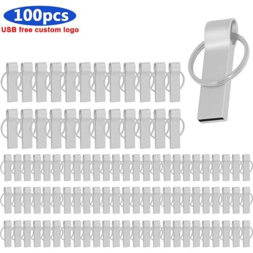 Bulk 100pcs free Personalize logo USB Flash Drive USB 2.0 Pen Drive 16GB 32GB 64GB 128GB Waterproof High Speed USB Stick