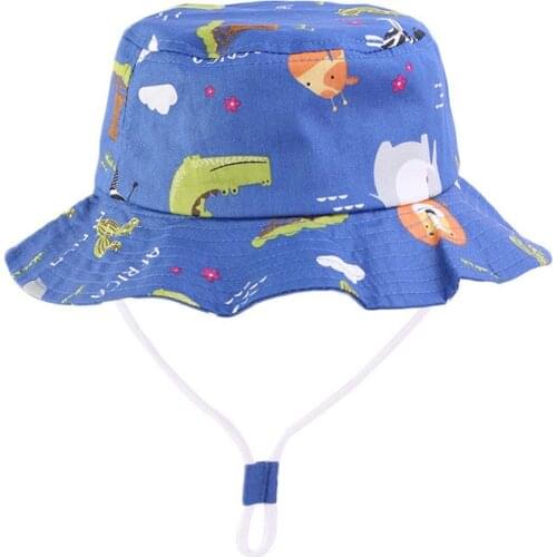 2021 Spring Autumn Thin Cartoon Dinosaur Embroidery Baby Bucket Hat Fisherman Hats Kids Summer Toddler Boys Girls Panama Sun Cap