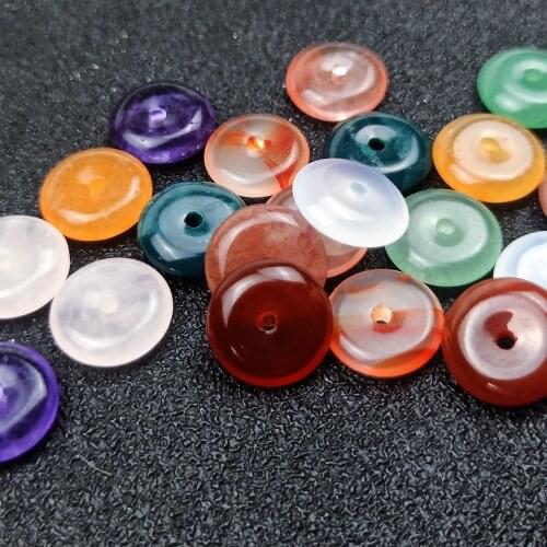 5pcs Natural Stone Jewelry Making Aventurine Pink Crystal 12mm Round Donut Pendant Charms Dangles for DIY Necklace Accessories