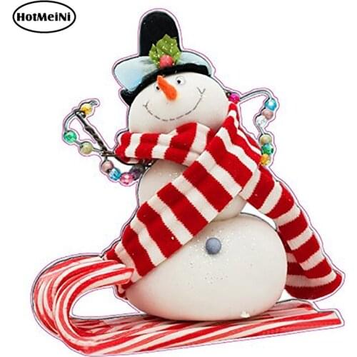 HotMeiNi 13cm x 11.8cm Christmas and Holiday Wall Decor Large Candy cane Snowman Vinyl Decals Waterproof Car Stickers
