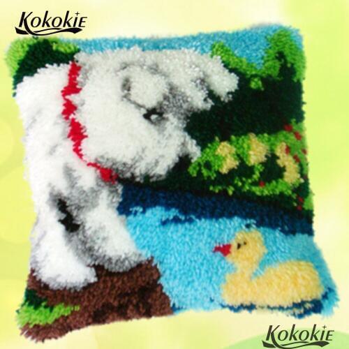 Handmade 3d carpet cross stitch kit dog Cushion embroidery yarn Latch hook pillow handicraft Crocheting Rug yarn home decoration
