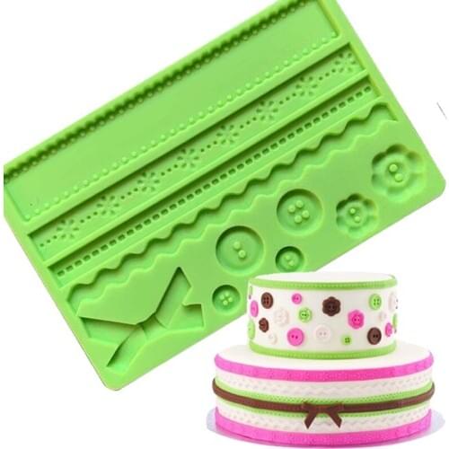 Silicone Ribbon and Fabric Fondant and Gum Paste Mold Cake 3D Mold Food Grade Silicone Lace Mat Mould Cake Decoration
