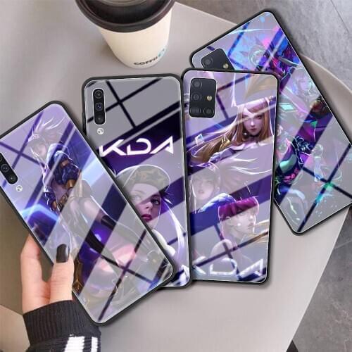 Glass Case For Samsung Galaxy A51 A50 A71 M31 A70 A10 A40 A30 A31 M51 Shockproof Phone Cover Back Shell League Legends LOL Kda