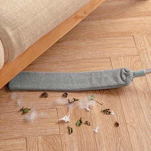 Telescopic Flat Head Dust Brush Lengthen Handle Mop Sofa Bed Bottom Gap Non-Woven Duster Sweep Artifact Household Cleaning Tool