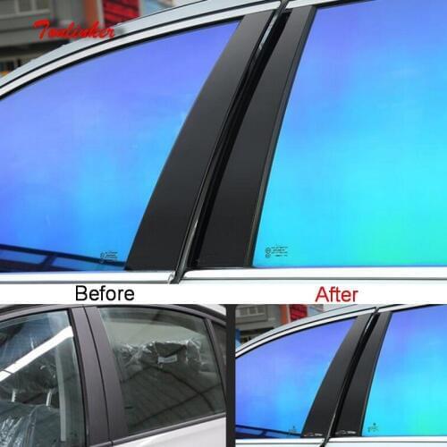 Tonlinker Cover Case stickers for Bmw 3 Series Li 2013-17 Car Styling 6 PCS PC Mirror BC Center pillar with logo Cover stickers
