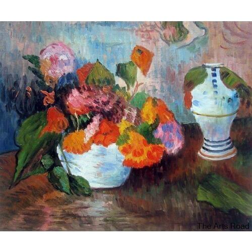 The Vase of Nasturtiums, 1886 by Paul Gauguin Oil Paintings for Kitchen Still Life Canvas Art Hand Made Quality