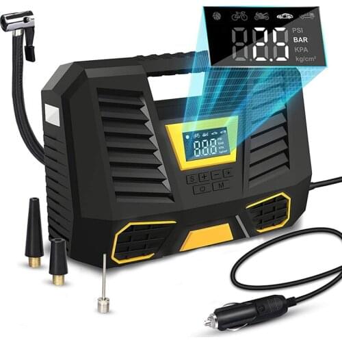 100W High Power Air Compressor Tire Inflator 12V DC Portable Car Pump with Digital Pressure Gauge Emergency Led Light