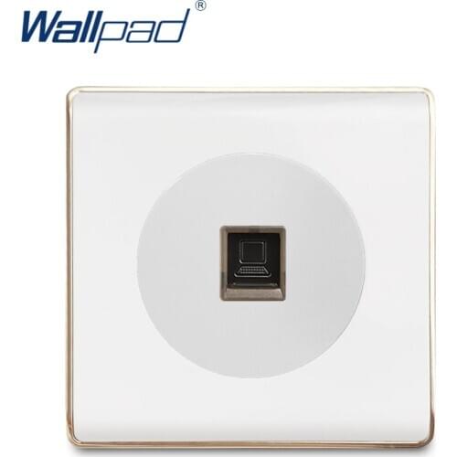 Wallpad DATA RJ45 CAT6 Enthenet Wall Socket Electric Outlet White PC Panel With Gold Edge For Home