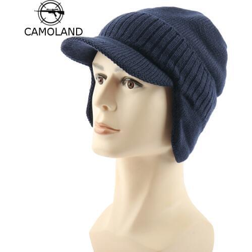 CAMOLAND Winter Hat and Scarf Set For Women Men Knit Beanies Hat With Brim Visor Earflap Caps Warm Fleece Fur Beanies Balaclava